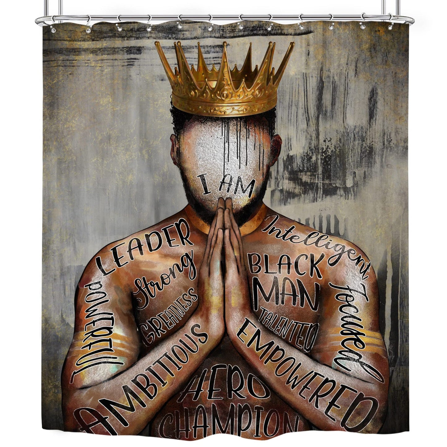 Black men's shower curtain