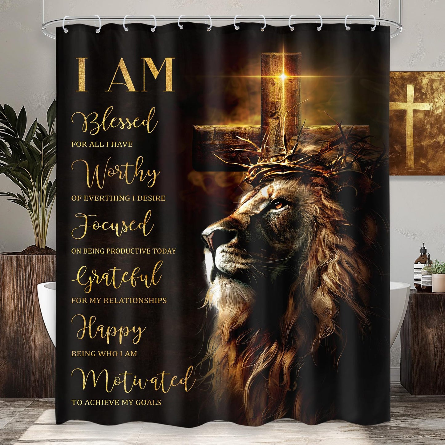 Black men's shower curtain