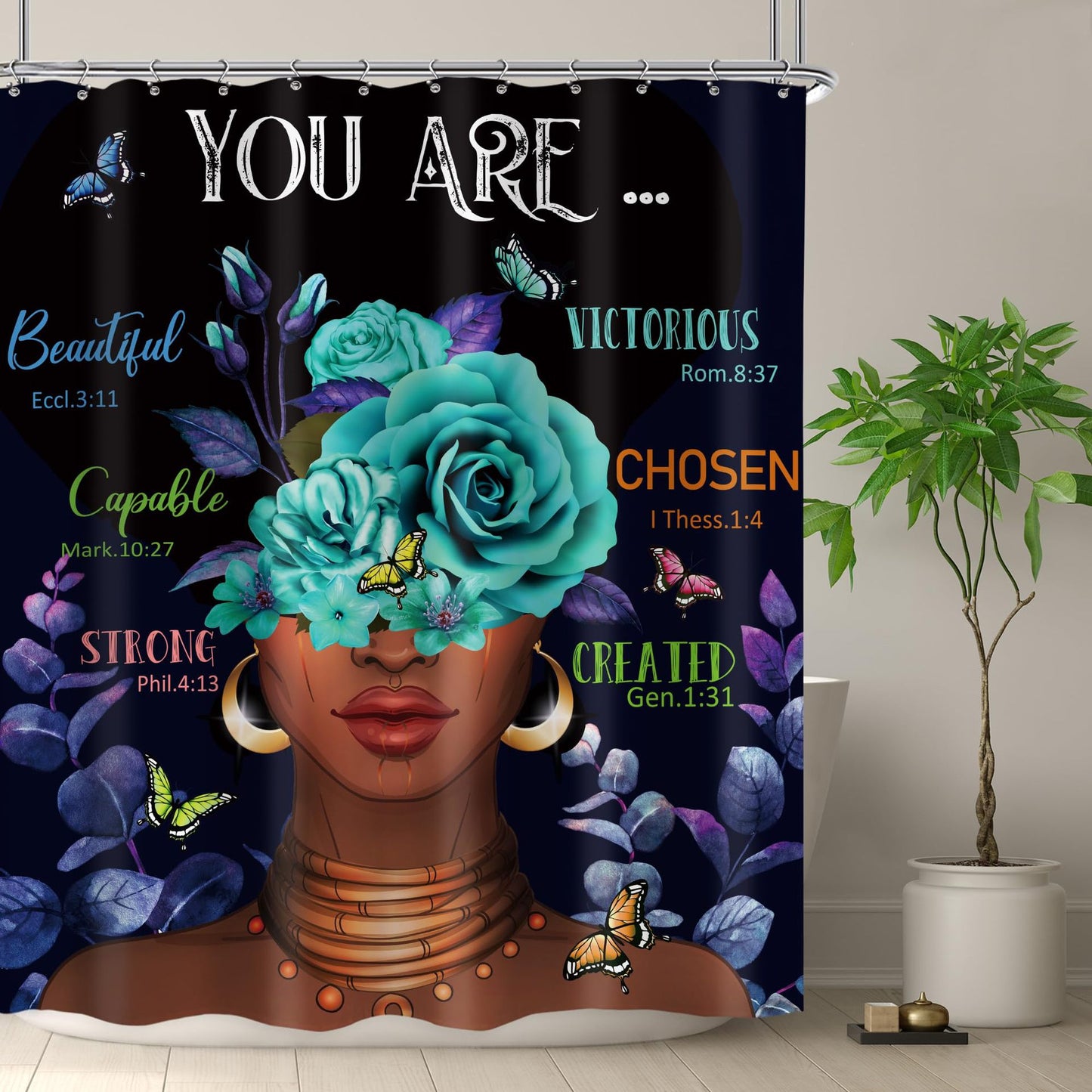 Black men's shower curtain