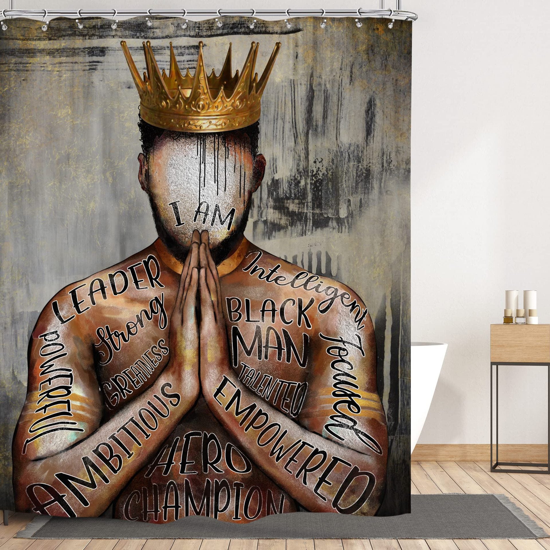 Black men's shower curtain