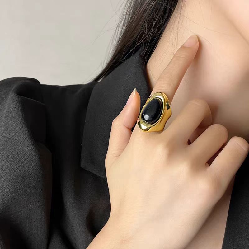 Black Oval Earrings Silver Plated Geometric Design
