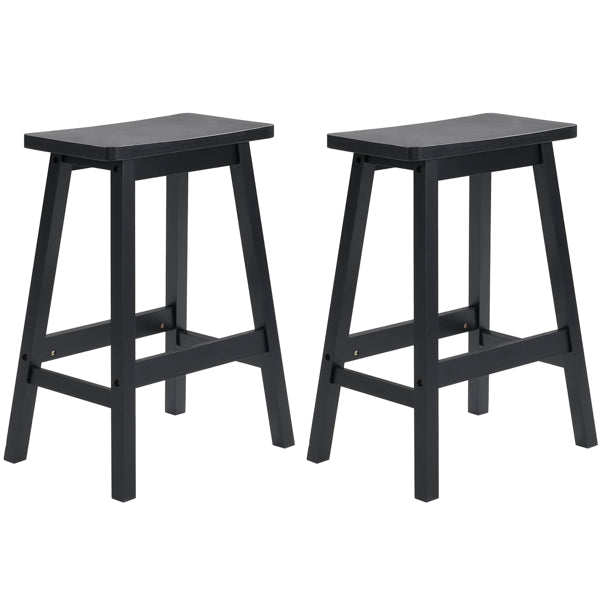 Black pillow-shaped solid wood bar stool