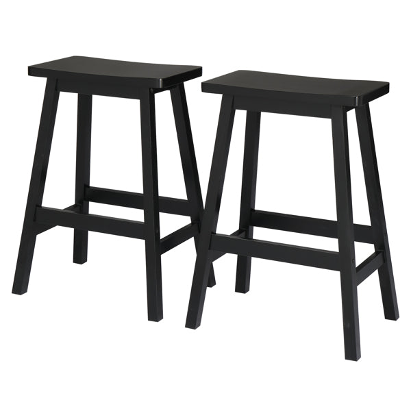 Black pillow-shaped solid wood bar stool