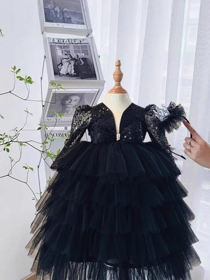 Black Princess Performance Dress for Girls