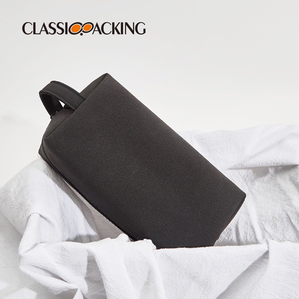 Black pu leather cosmetic storage bag