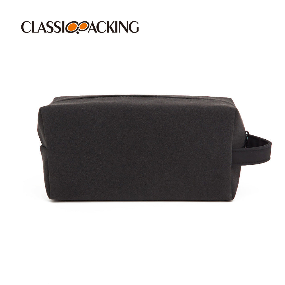 Black pu leather cosmetic storage bag