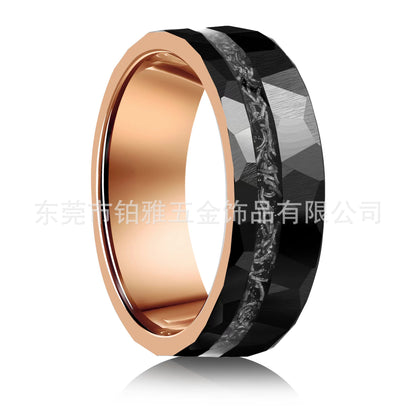 Black rose gold tungsten steel ring 8mm