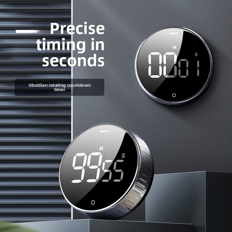 Black Rotatable Magnetic Digital Kitchen Timer Alarm Clock