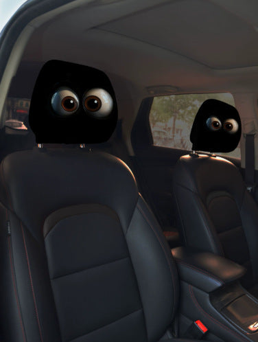 Black Skull Car Printed Headrest Cover Universal Elastic Style Funny and Interesting Universal Headgear