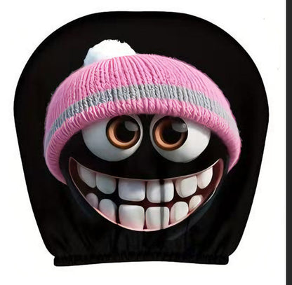 Black Skull Car Printed Headrest Cover Universal Elastic Style Funny and Interesting Universal Headgear