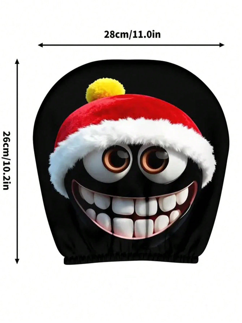 Black Skull Car Printed Headrest Cover Universal Elastic Style Funny and Interesting Universal Headgear