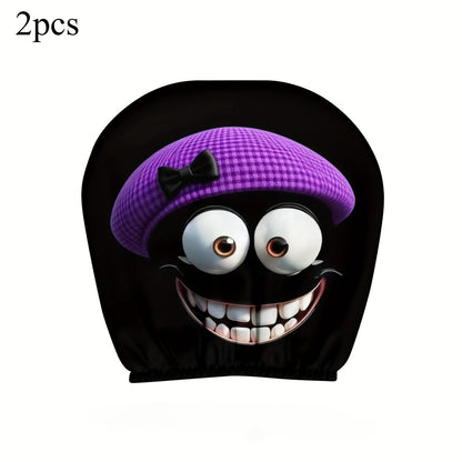 Black Skull Car Printed Headrest Cover Universal Elastic Style Funny and Interesting Universal Headgear