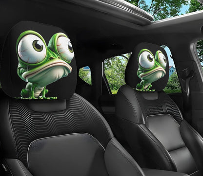 Black Skull Car Printed Headrest Cover Universal Elastic Style Funny and Interesting Universal Headgear