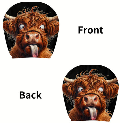 Black Skull Car Printed Headrest Cover Universal Elastic Style Funny and Interesting Universal Headgear