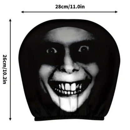 Black Skull Car Printed Headrest Cover Universal Elastic Style Funny and Interesting Universal Headgear