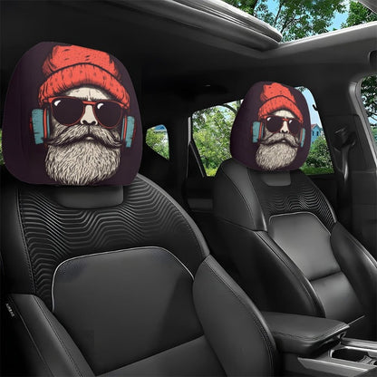 Black Skull Car Printed Headrest Cover Universal Elastic Style Funny and Interesting Universal Headgear
