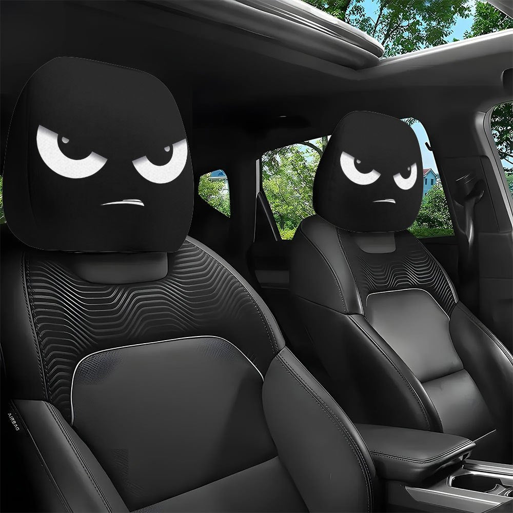 Black Skull Car Printed Headrest Cover Universal Elastic Style Funny and Interesting Universal Headgear