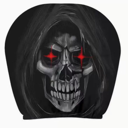 Black Skull Car Printed Headrest Cover Universal Elastic Style Funny and Interesting Universal Headgear