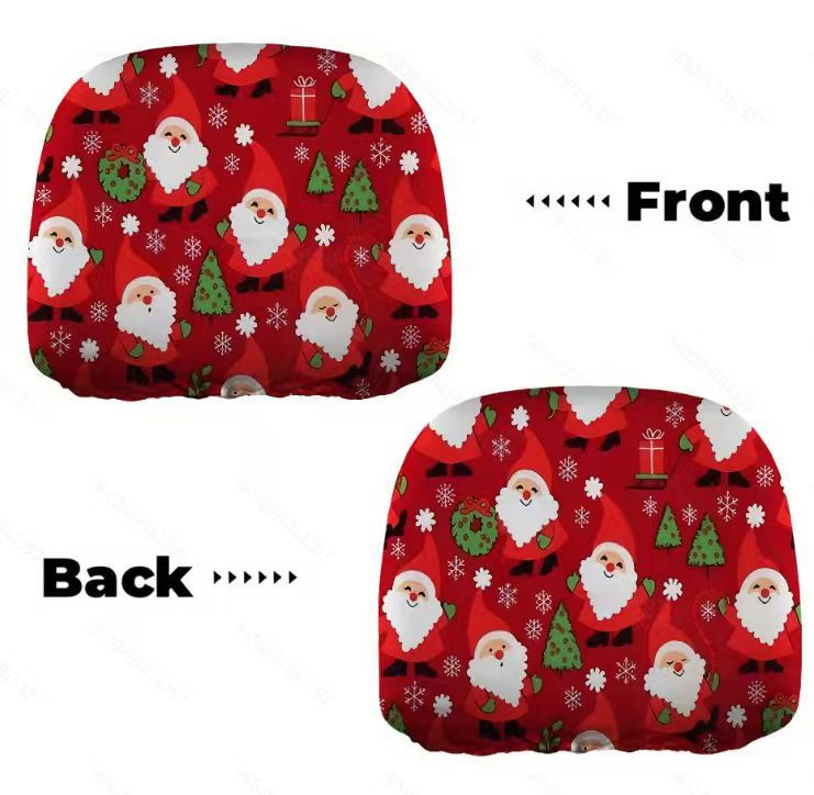 Black Skull Car Printed Headrest Cover Universal Elastic Style Funny and Interesting Universal Headgear
