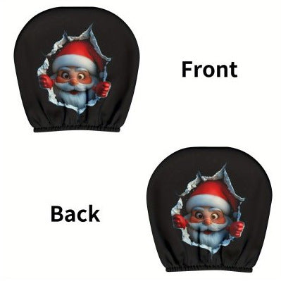 Black Skull Car Printed Headrest Cover Universal Elastic Style Funny and Interesting Universal Headgear