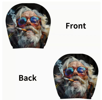 Black Skull Car Printed Headrest Cover Universal Elastic Style Funny and Interesting Universal Headgear