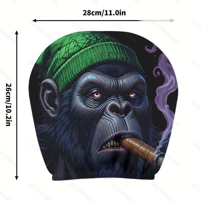 Black Skull Car Printed Headrest Cover Universal Elastic Style Funny and Interesting Universal Headgear