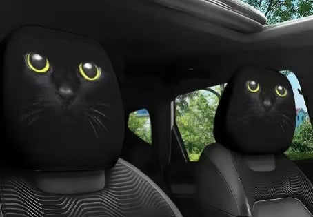 Black Skull Car Printed Headrest Cover Universal Elastic Style Funny and Interesting Universal Headgear