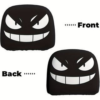 Black Skull Car Printed Headrest Cover Universal Elastic Style Funny and Interesting Universal Headgear