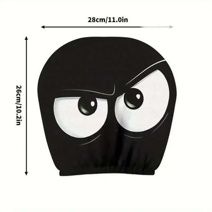 Black Skull Car Printed Headrest Cover Universal Elastic Style Funny and Interesting Universal Headgear