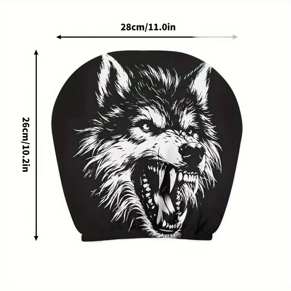 Black Skull Car Printed Headrest Cover Universal Elastic Style Funny and Interesting Universal Headgear