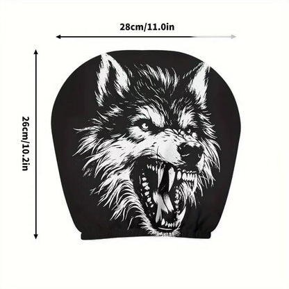 Black Skull Car Printed Headrest Cover Universal Elastic Style Funny and Interesting Universal Headgear