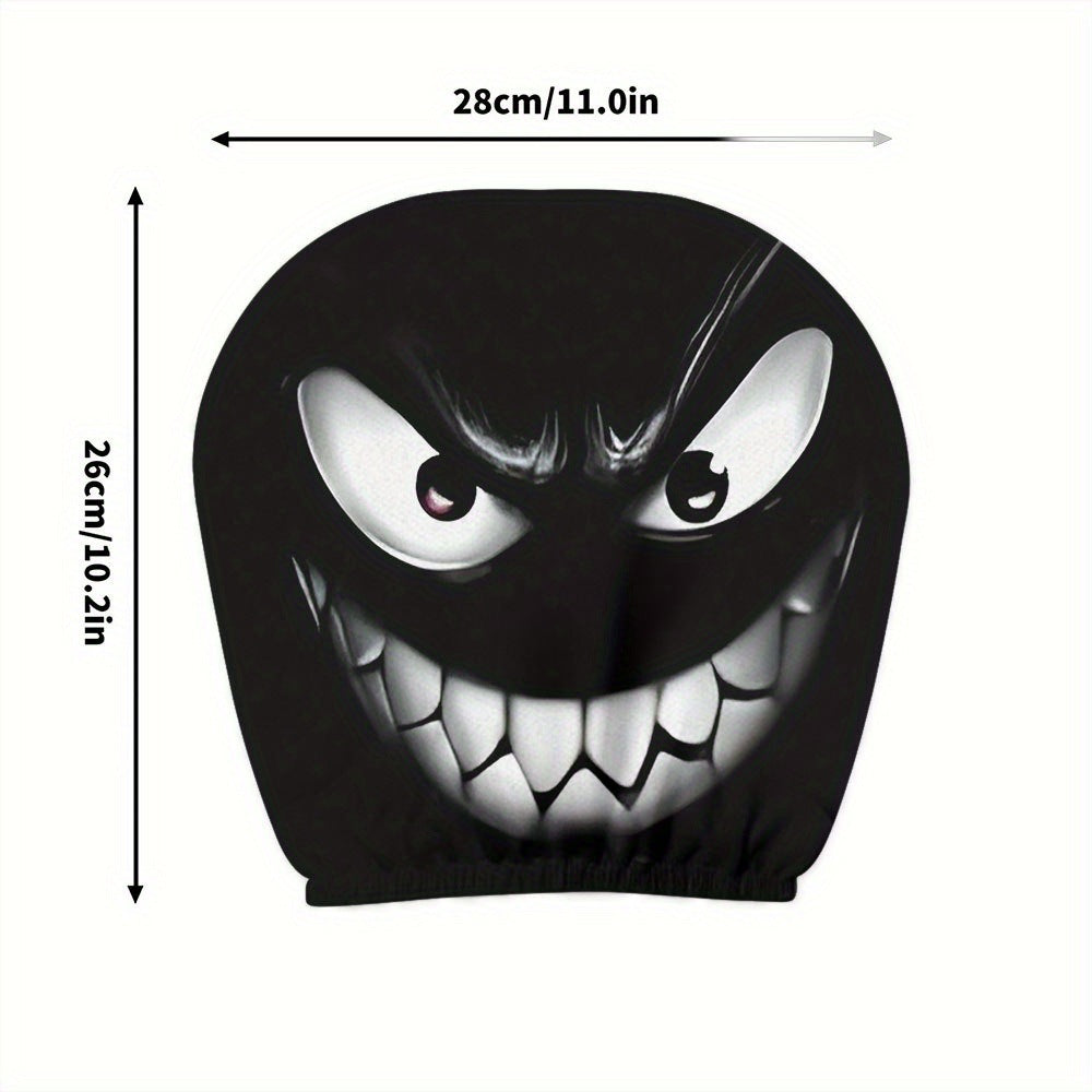 Black Skull Car Printed Headrest Cover Universal Elastic Style Funny and Interesting Universal Headgear