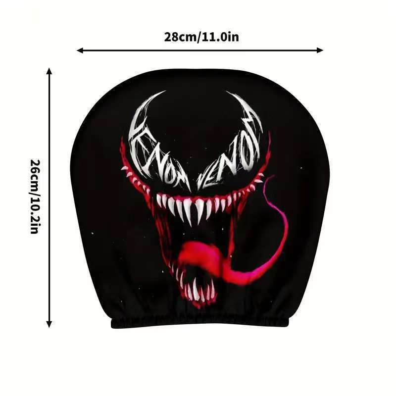 Black Skull Car Printed Headrest Cover Universal Elastic Style Funny and Interesting Universal Headgear