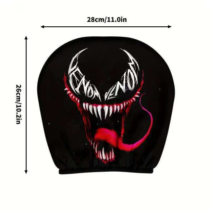 Black Skull Car Printed Headrest Cover Universal Elastic Style Funny and Interesting Universal Headgear