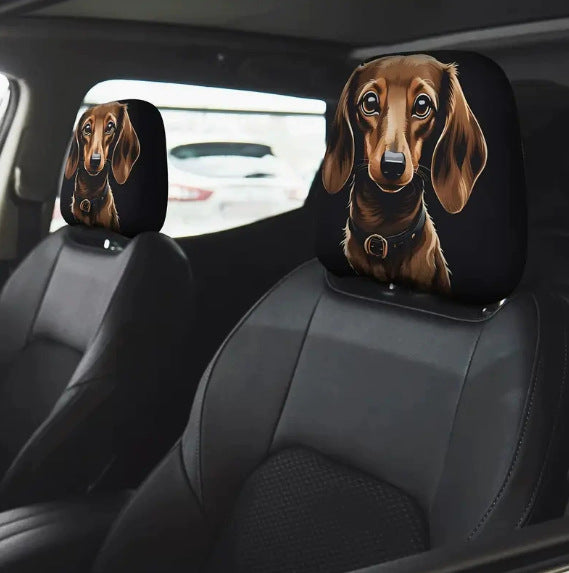 Black Skull Car Printed Headrest Cover Universal Elastic Style Funny and Interesting Universal Headgear