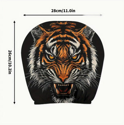 Black Skull Car Printed Headrest Cover Universal Elastic Style Funny and Interesting Universal Headgear