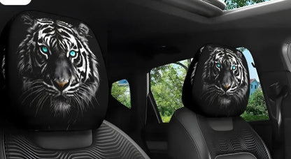 Black Skull Car Printed Headrest Cover Universal Elastic Style Funny and Interesting Universal Headgear