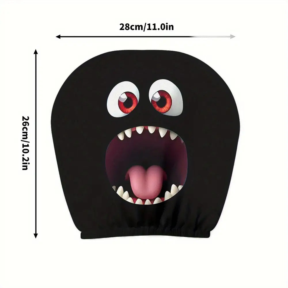 Black Skull Car Printed Headrest Cover Universal Elastic Style Funny and Interesting Universal Headgear