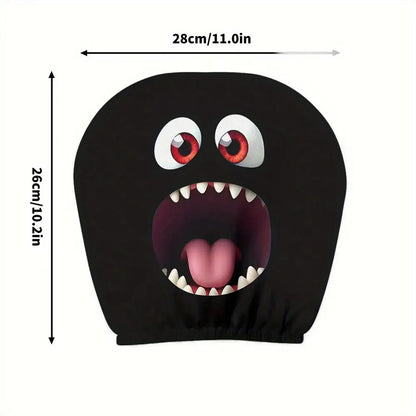 Black Skull Car Printed Headrest Cover Universal Elastic Style Funny and Interesting Universal Headgear