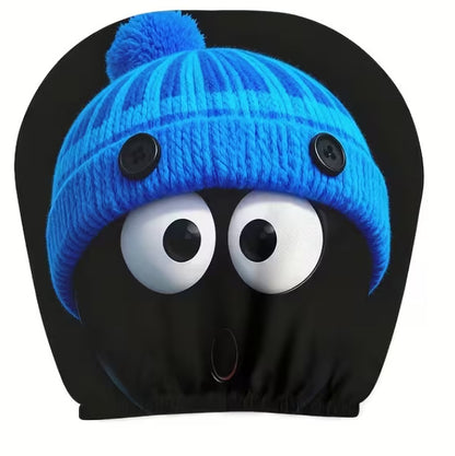 Black Skull Car Printed Headrest Cover Universal Elastic Style Funny and Interesting Universal Headgear
