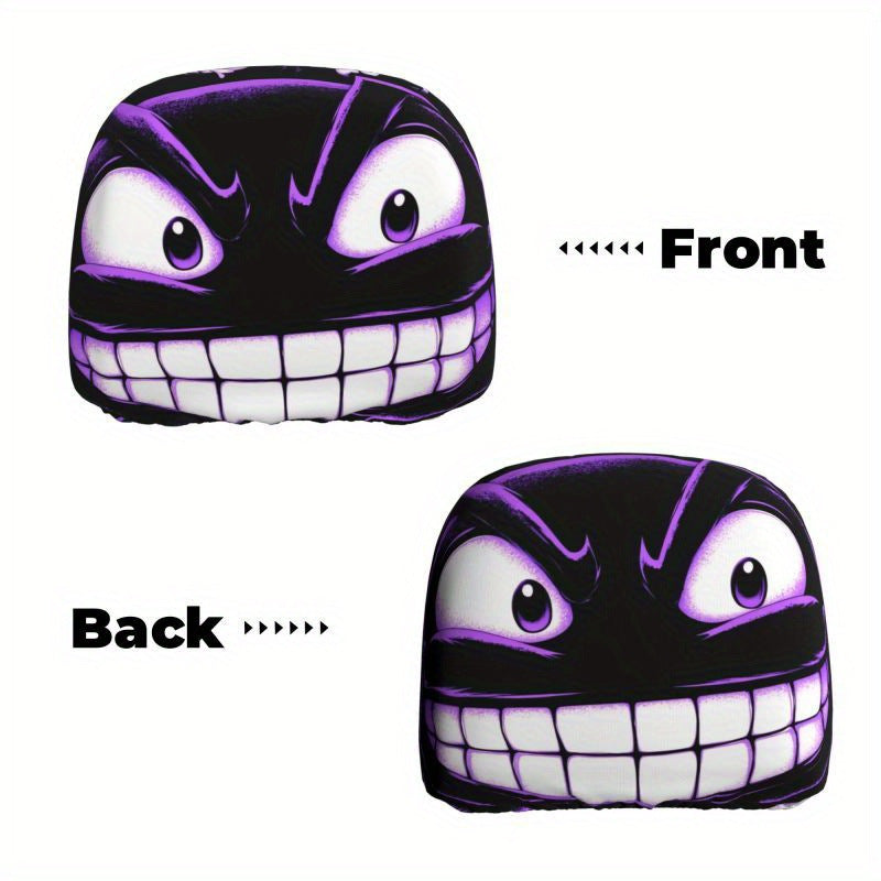 Black Skull Car Printed Headrest Cover Universal Elastic Style Funny and Interesting Universal Headgear