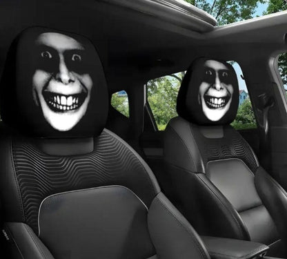 Black Skull Car Printed Headrest Cover Universal Elastic Style Funny and Interesting Universal Headgear