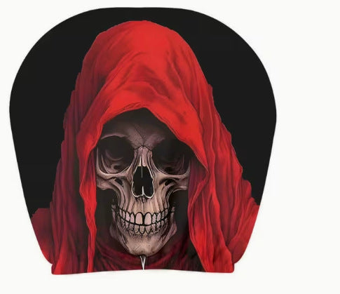 Black Skull Car Printed Headrest Cover Universal Elastic Style Funny and Interesting Universal Headgear