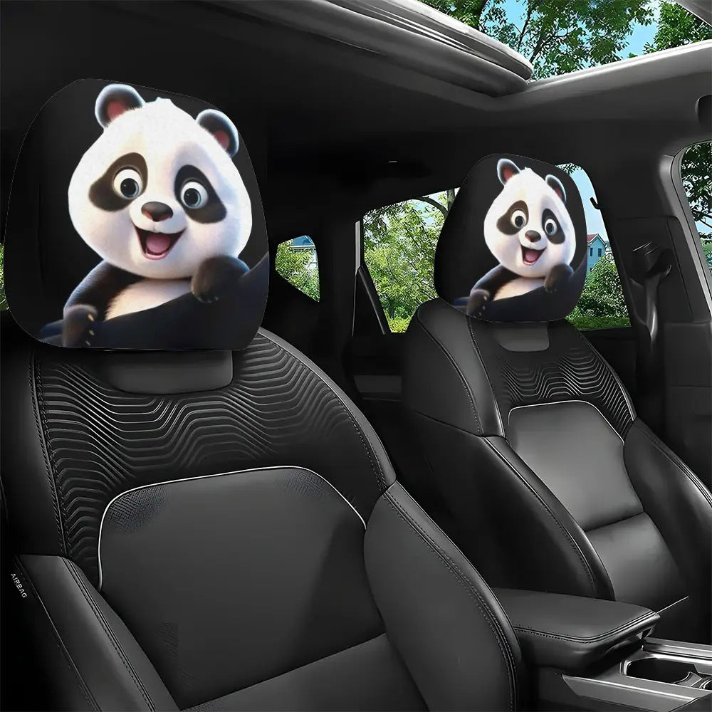 Black Skull Car Printed Headrest Cover Universal Elastic Style Funny and Interesting Universal Headgear