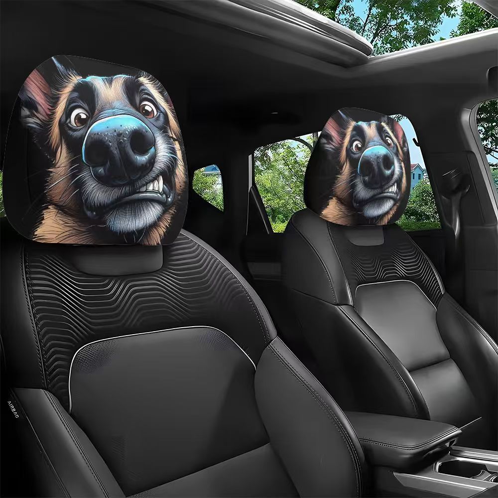 Black Skull Car Printed Headrest Cover Universal Elastic Style Funny and Interesting Universal Headgear