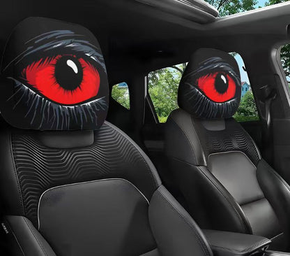 Black Skull Car Printed Headrest Cover Universal Elastic Style Funny and Interesting Universal Headgear
