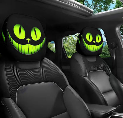 Black Skull Car Printed Headrest Cover Universal Elastic Style Funny and Interesting Universal Headgear