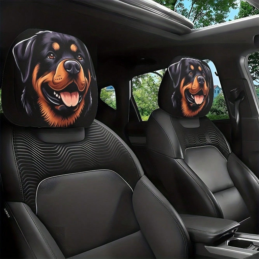 Black Skull Car Printed Headrest Cover Universal Elastic Style Funny and Interesting Universal Headgear