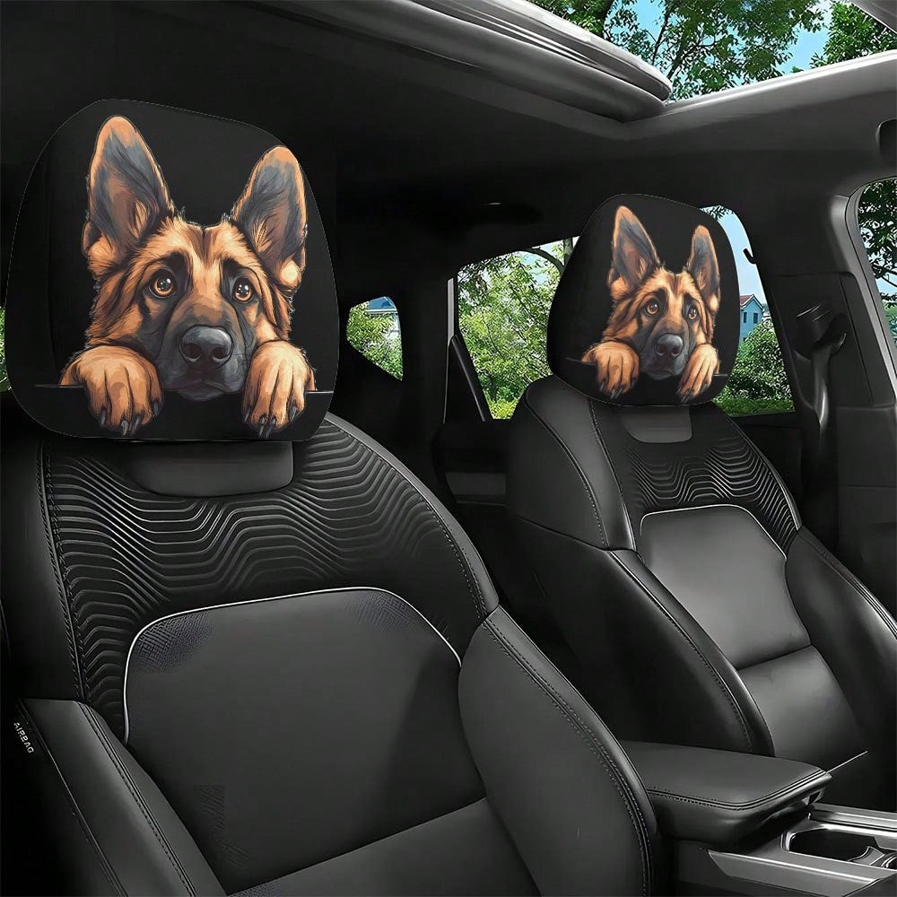 Black Skull Car Printed Headrest Cover Universal Elastic Style Funny and Interesting Universal Headgear