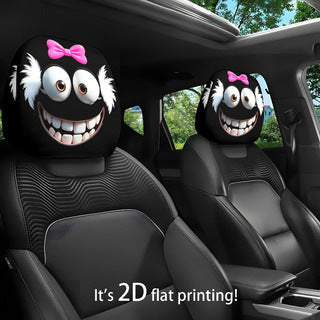 Black Skull Car Printed Headrest Cover Universal Elastic Style Funny and Interesting Universal Headgear